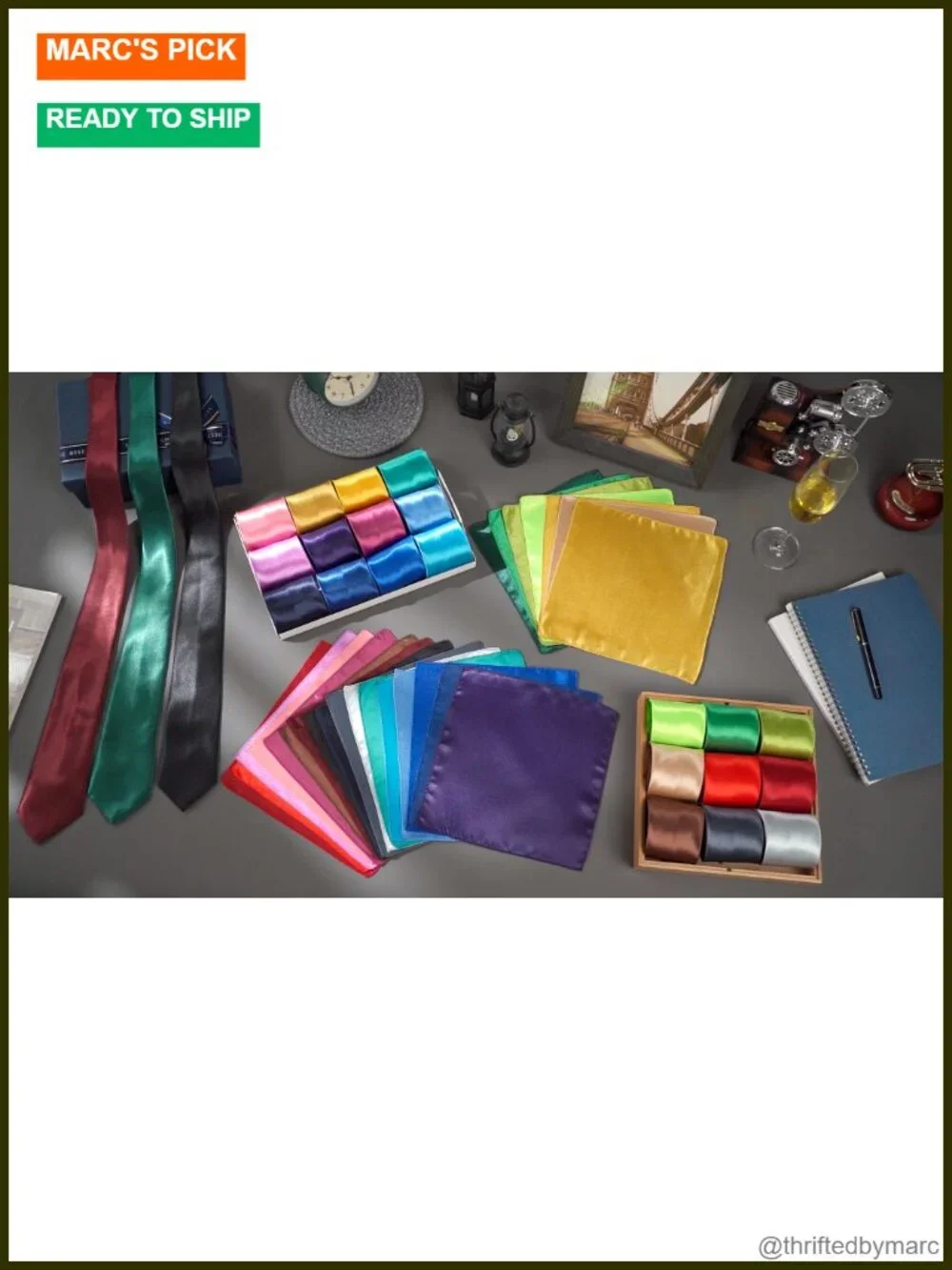48 Pcs Men Solid Tie and Pocket Square Set Satin Necktie Business Wedding Party